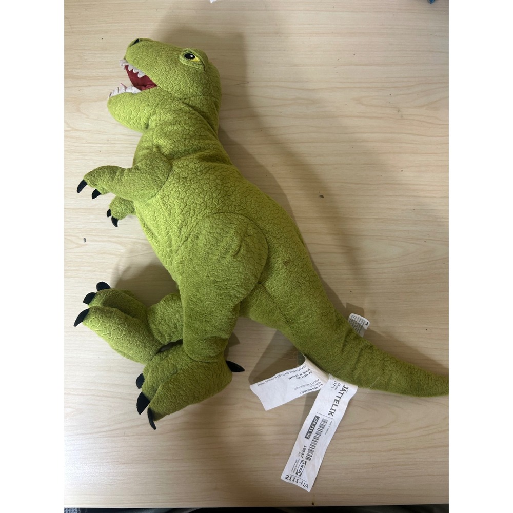 IKEA Jattelik T-Rex Dinosaur Plush Soft Toy Green Tyrannosaurus Rex 17"